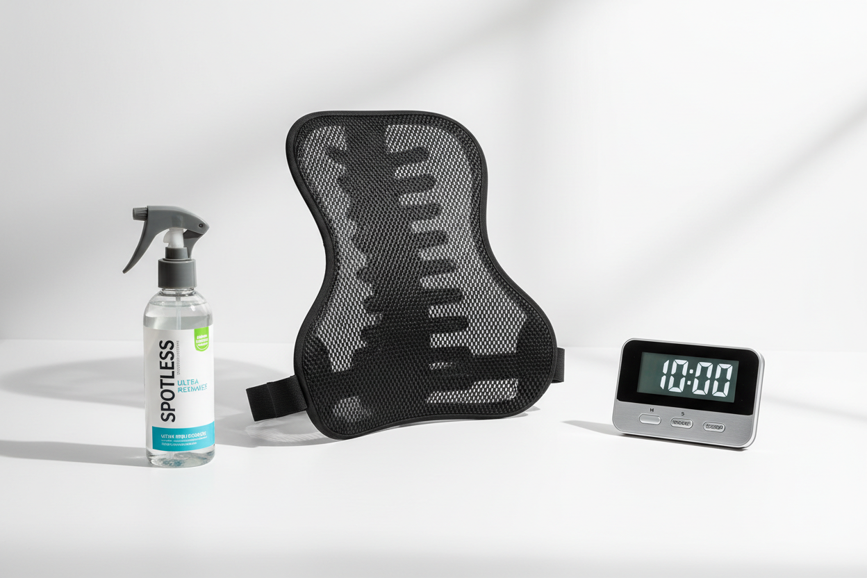 A dynamic image of showcasing 2-3 vastly different, popular problem-solving items (e.g., a stain remover, a back support gadget, a kitchen timer). Make sure that image is high quality and realatic looks